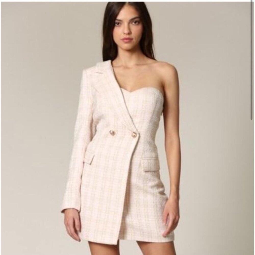 BLITHE One Shoulder Tweed Mini Dress Blazer Chic Party NWT Womens large